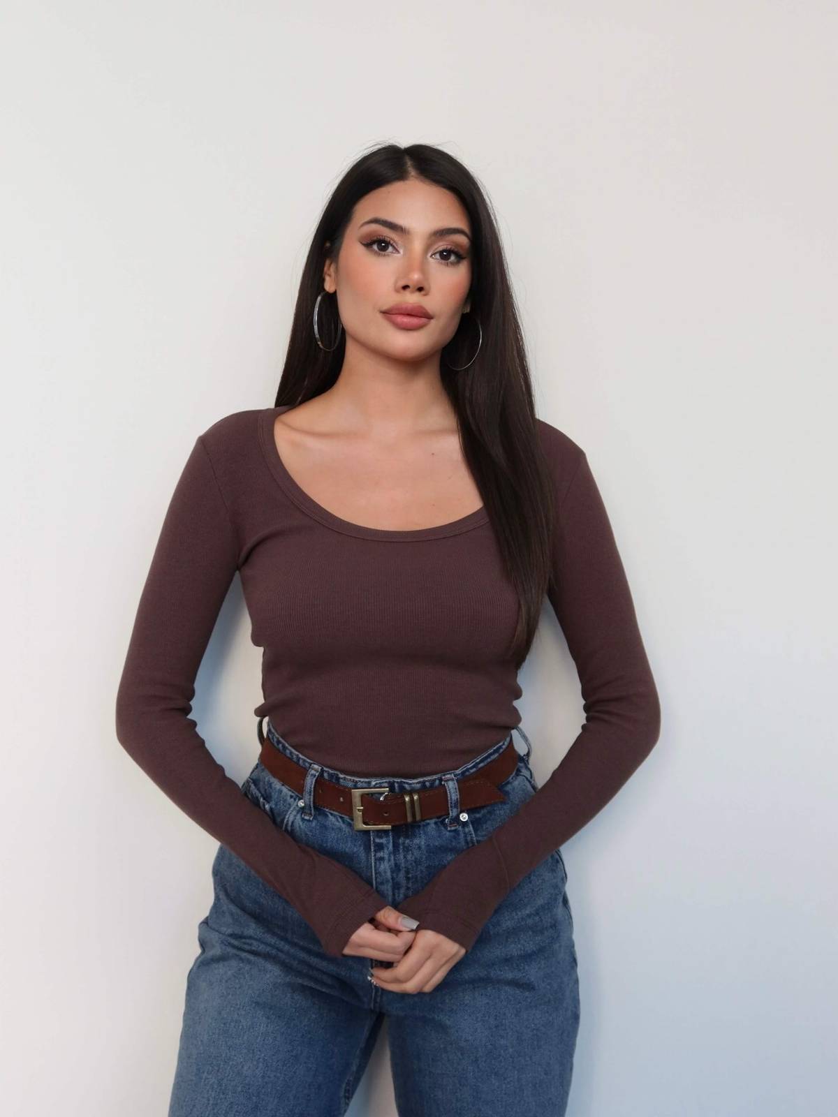 Ribbed U Neck Blouse