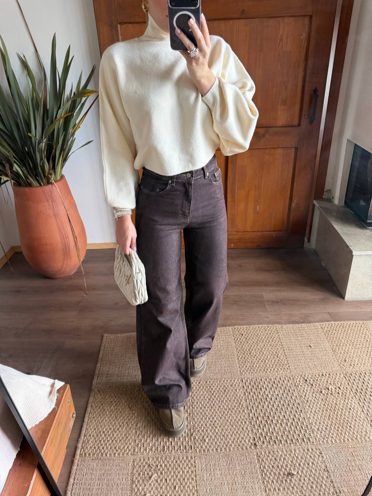Brown Wide Denim Trousers — photograph 2
