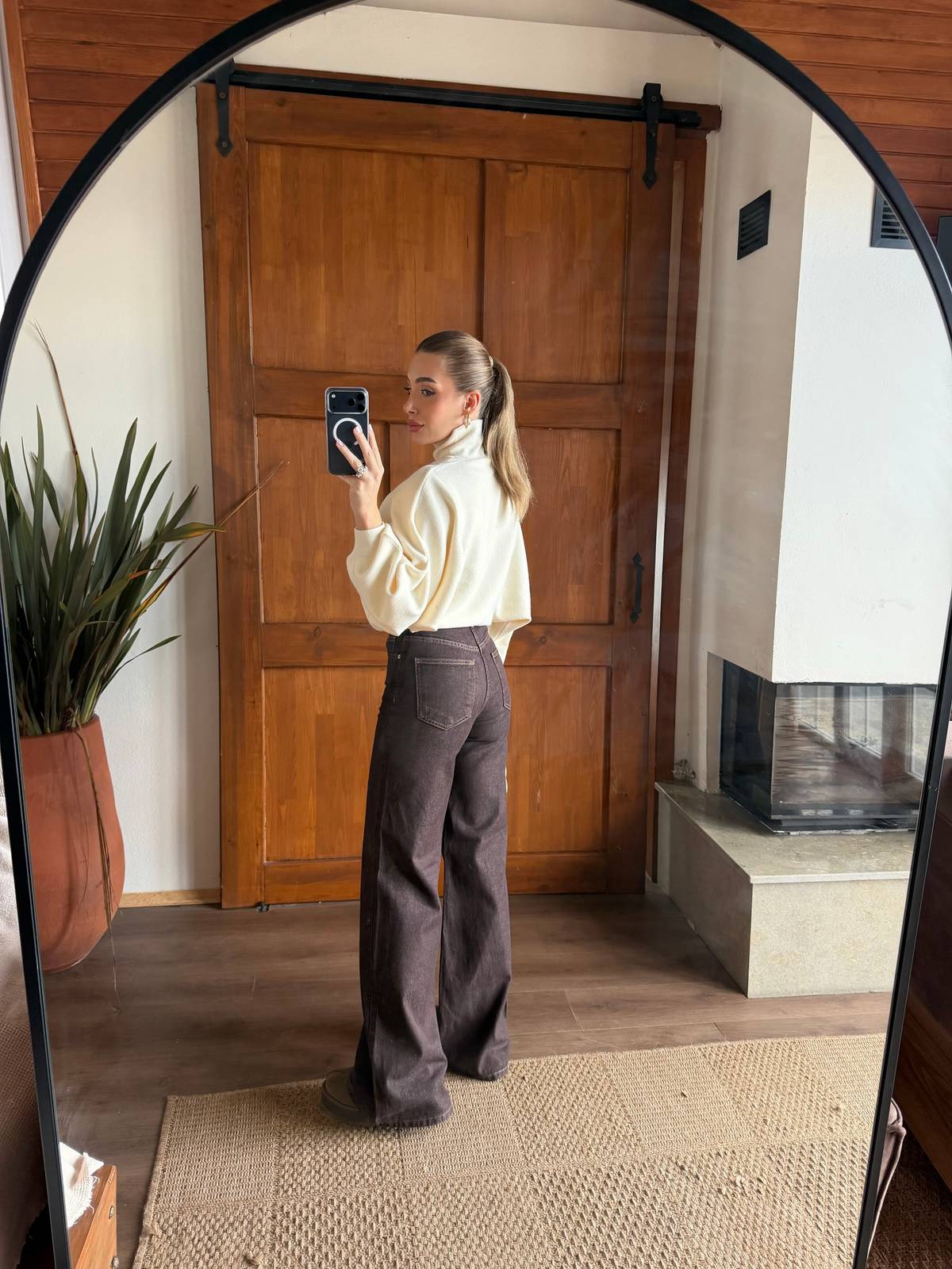 Brown Wide Denim Trousers — photograph 3