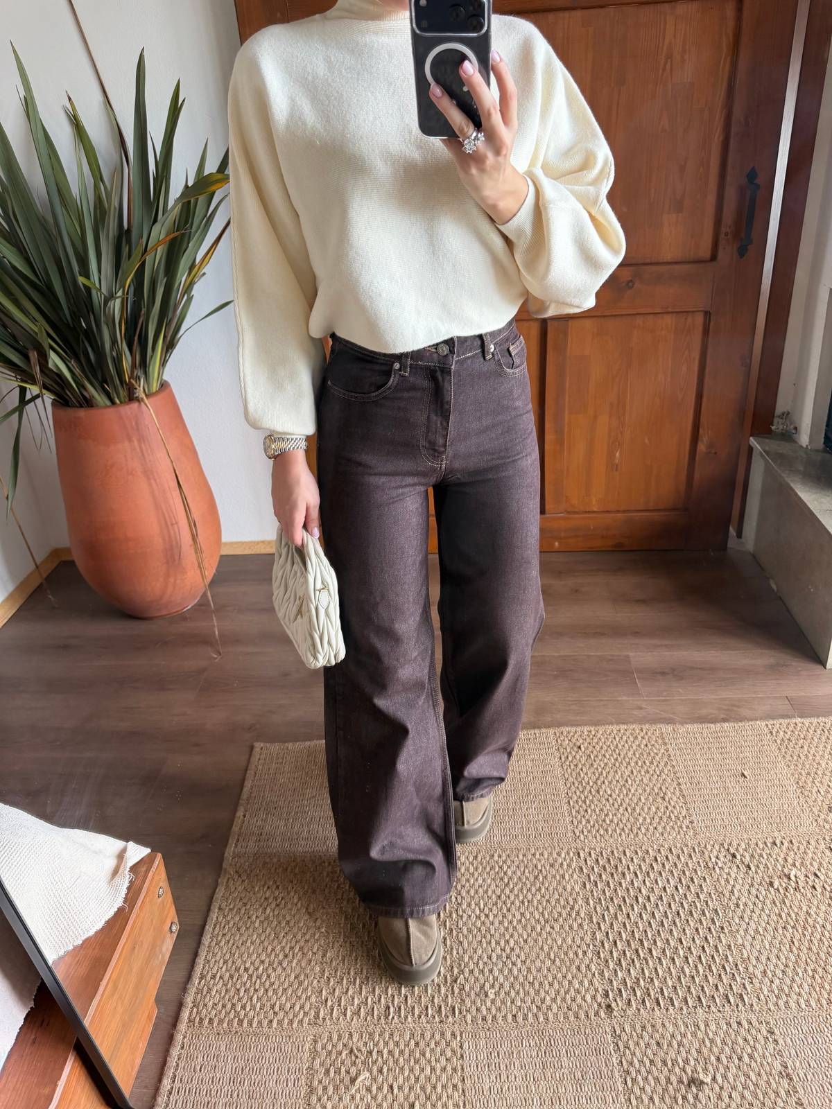 Wide Fit Denim Trousers