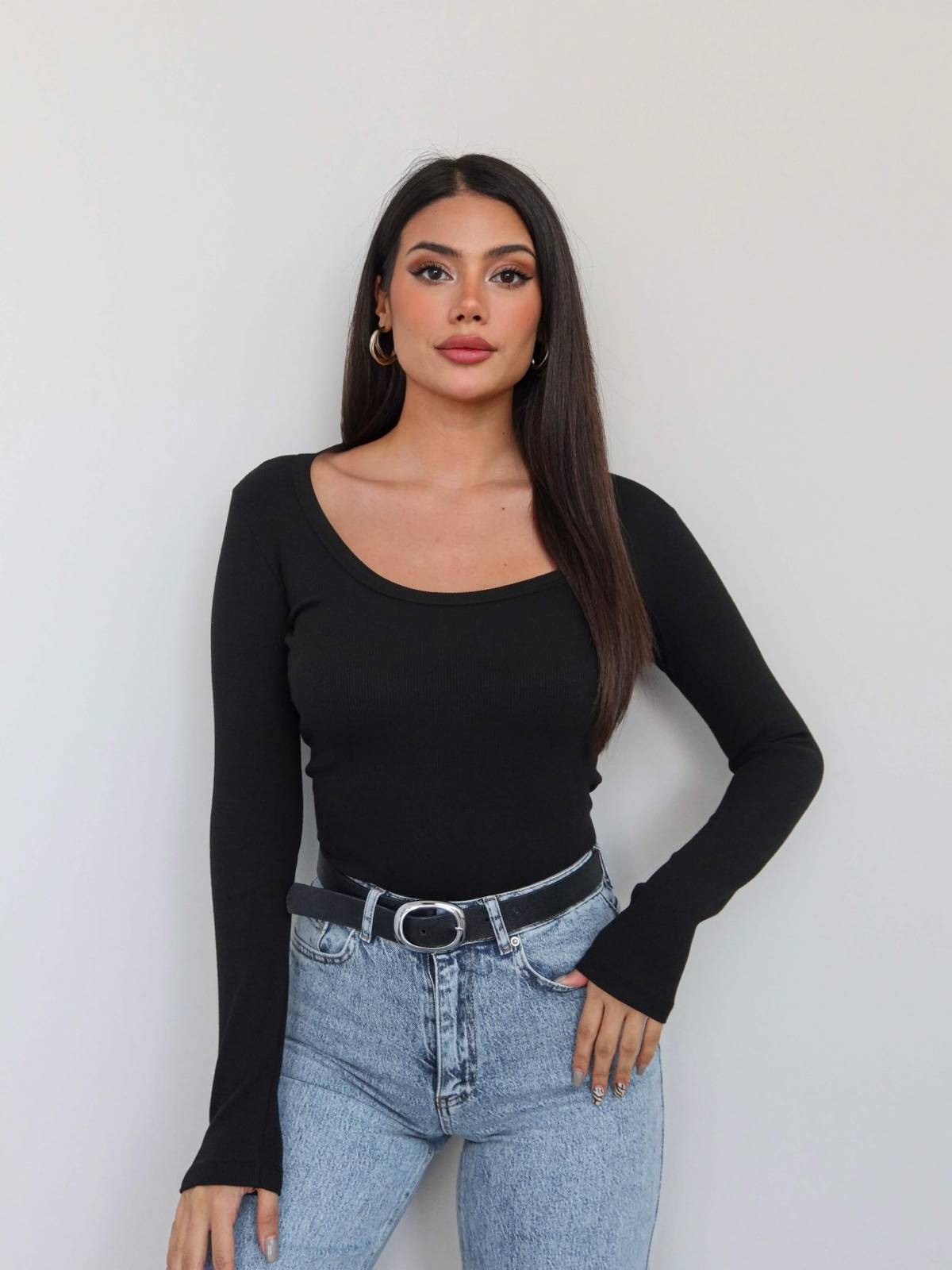 Ribbed U Neck Blouse