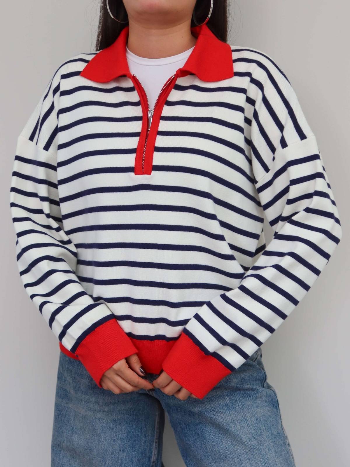Half Zip Striped Jumper — photograph 3