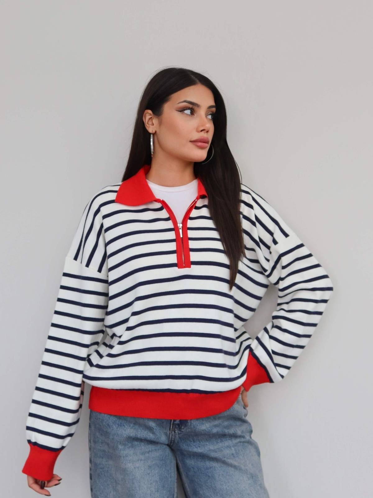 Half Zip Striped Jumper — photograph 4