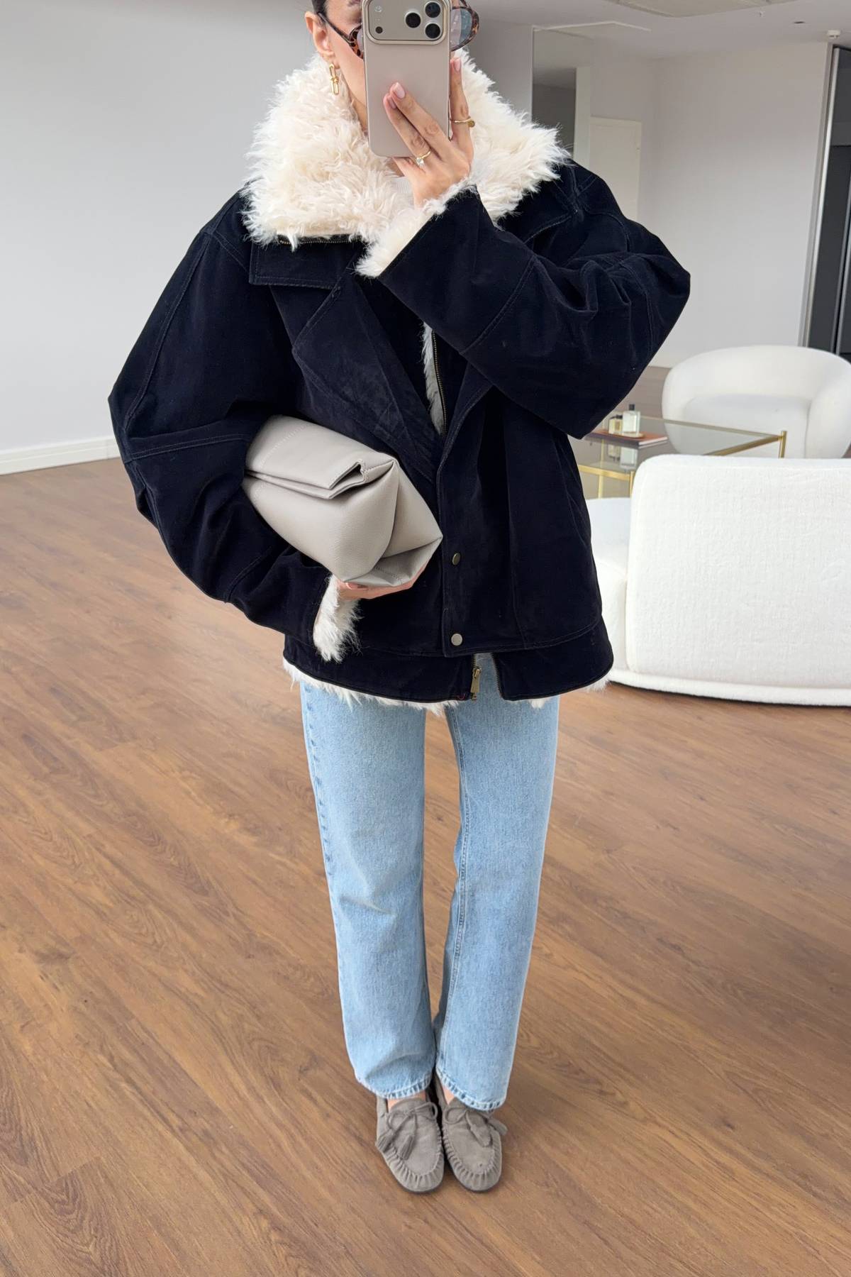 Velvet Fur Detail Coat — photograph 4