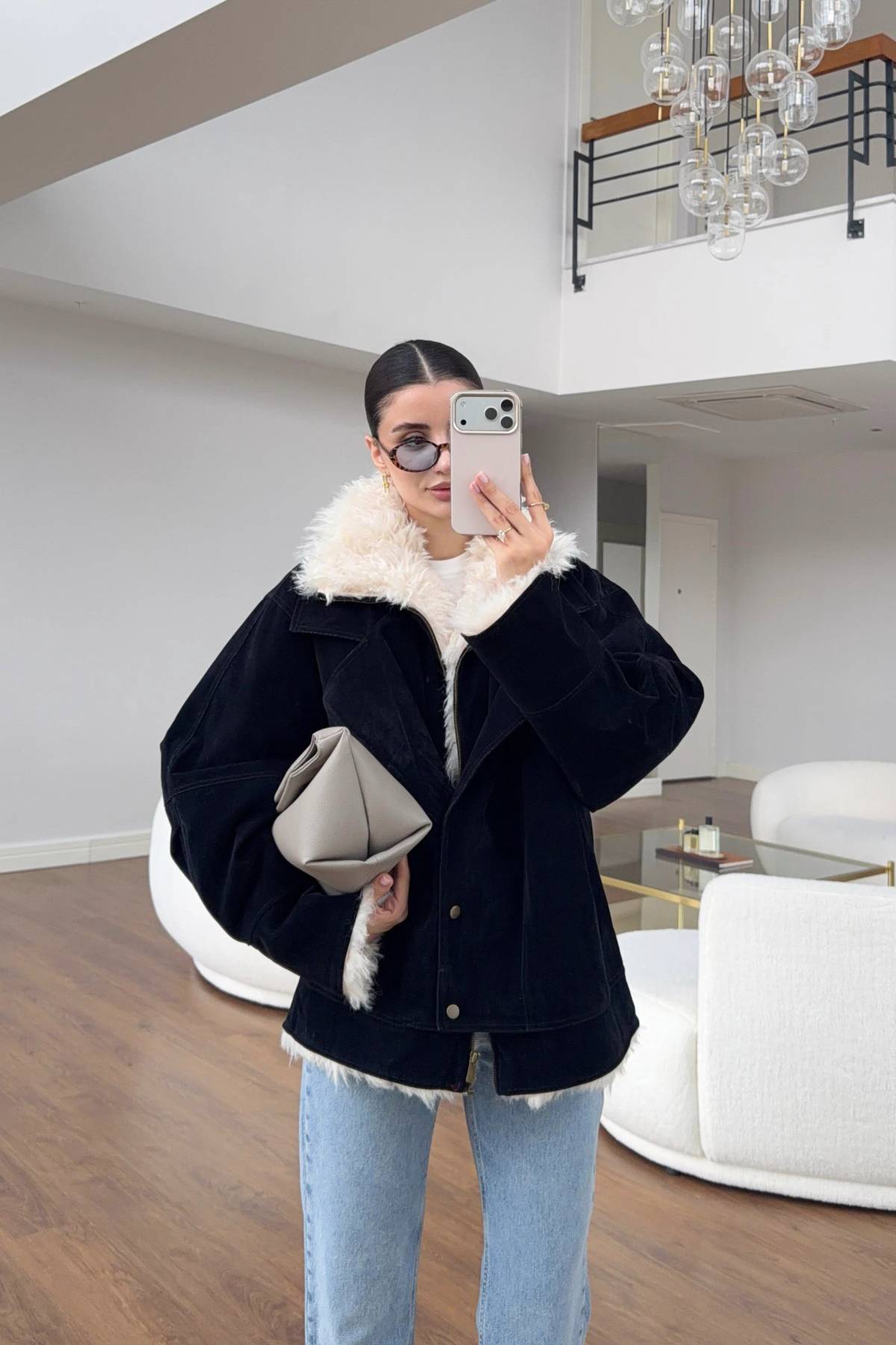 Velvet Fur Detail Coat — photograph 1