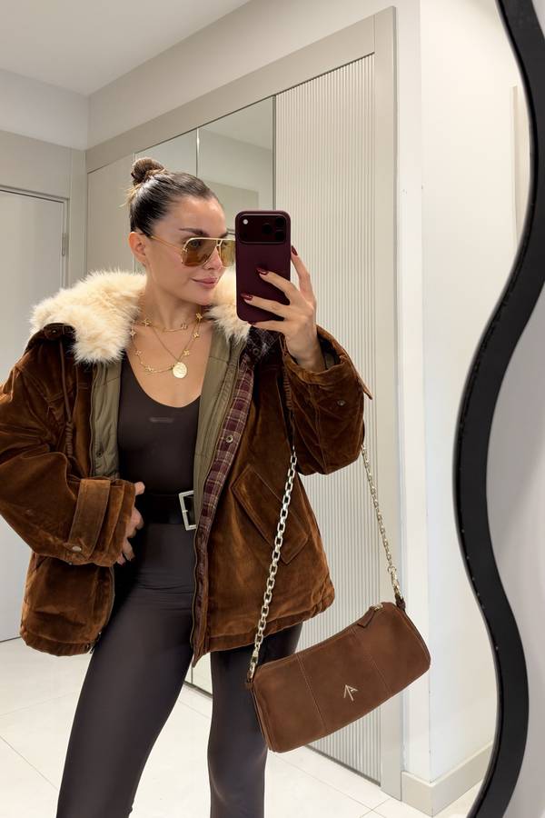 Lilly Fur Collar Suede Premium Coat