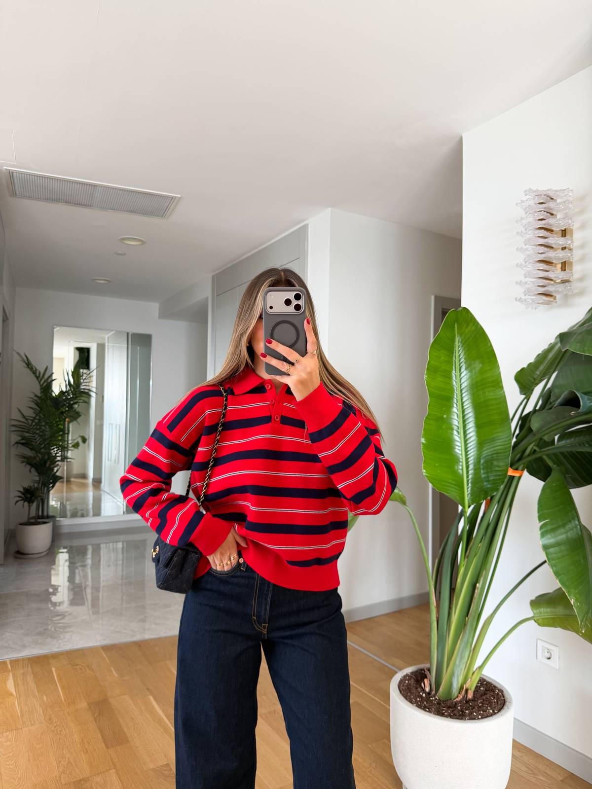 Polo Collar Button Knit Top