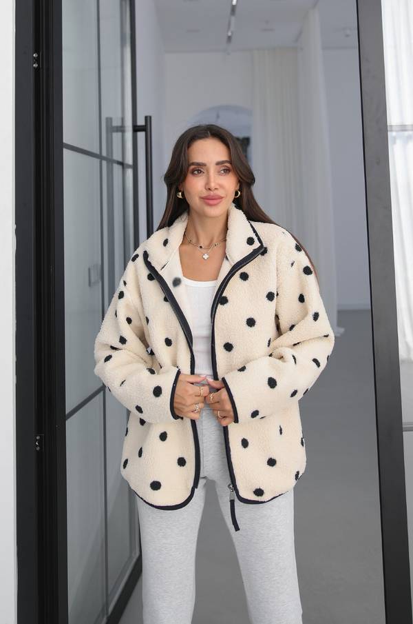 Polka Dot Zip Fleece Jacket