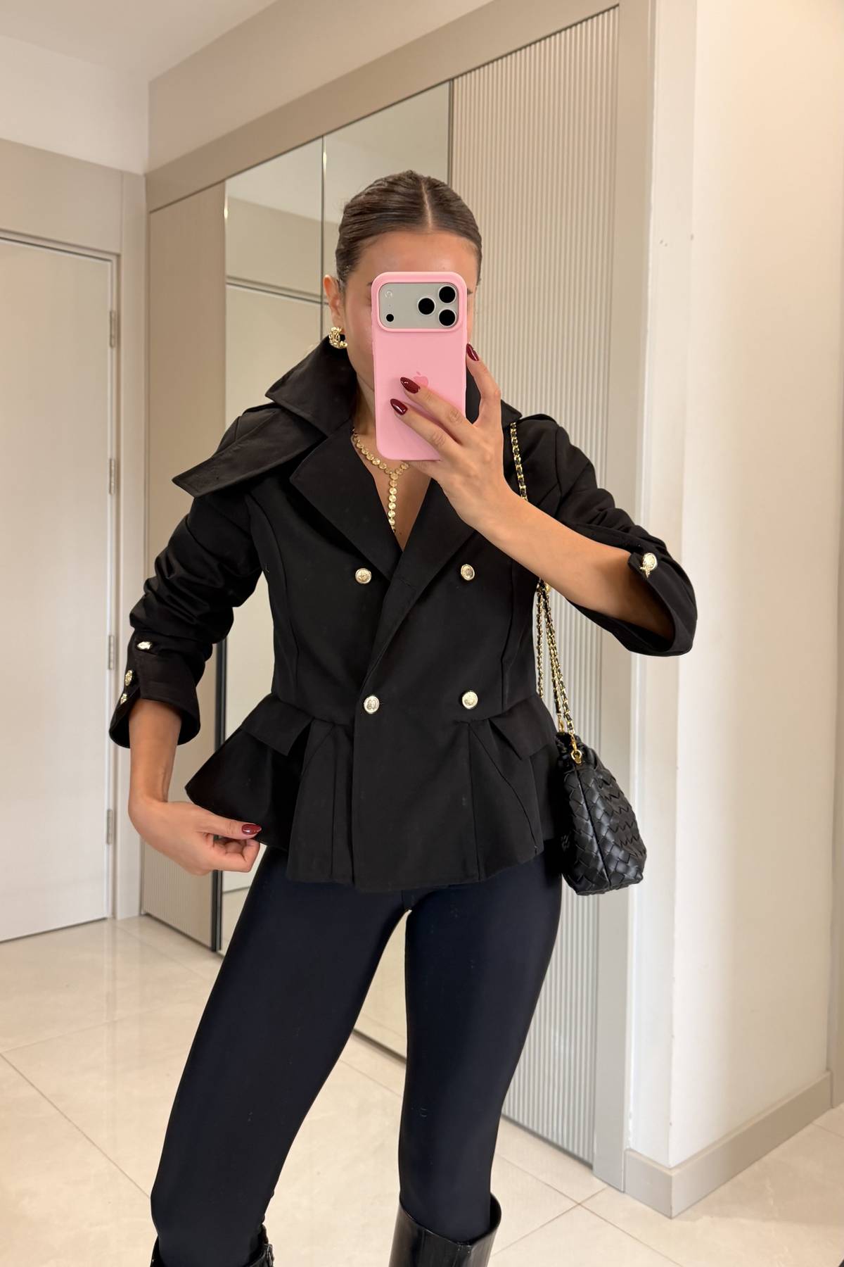 Ophelia Buttoned Peplum Blazer Jacket — photograph 3