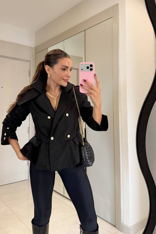 Ophelia Buttoned Peplum Blazer Jacket