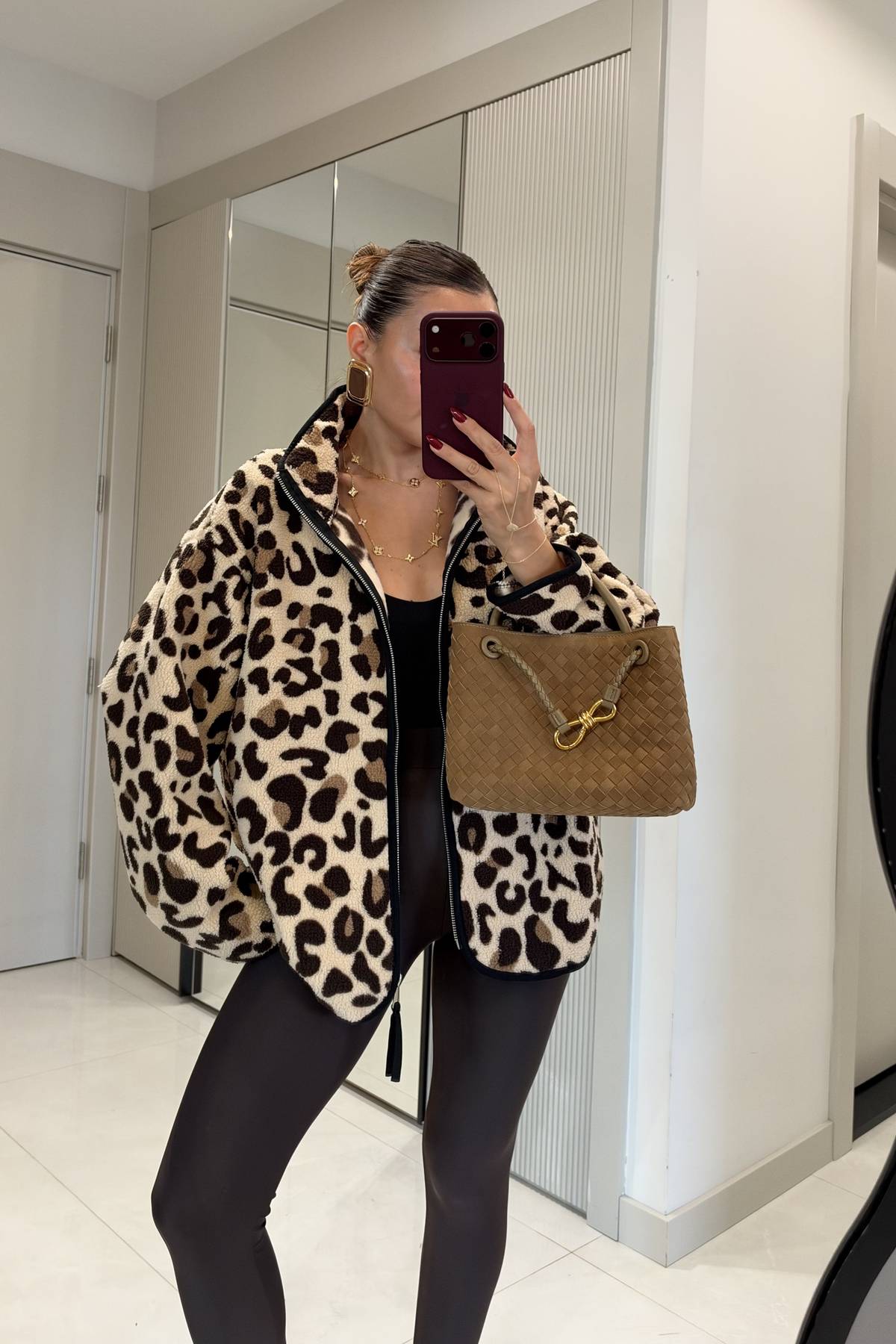 Presy Light Leopard Teddy Zip Sweat — photograph 2