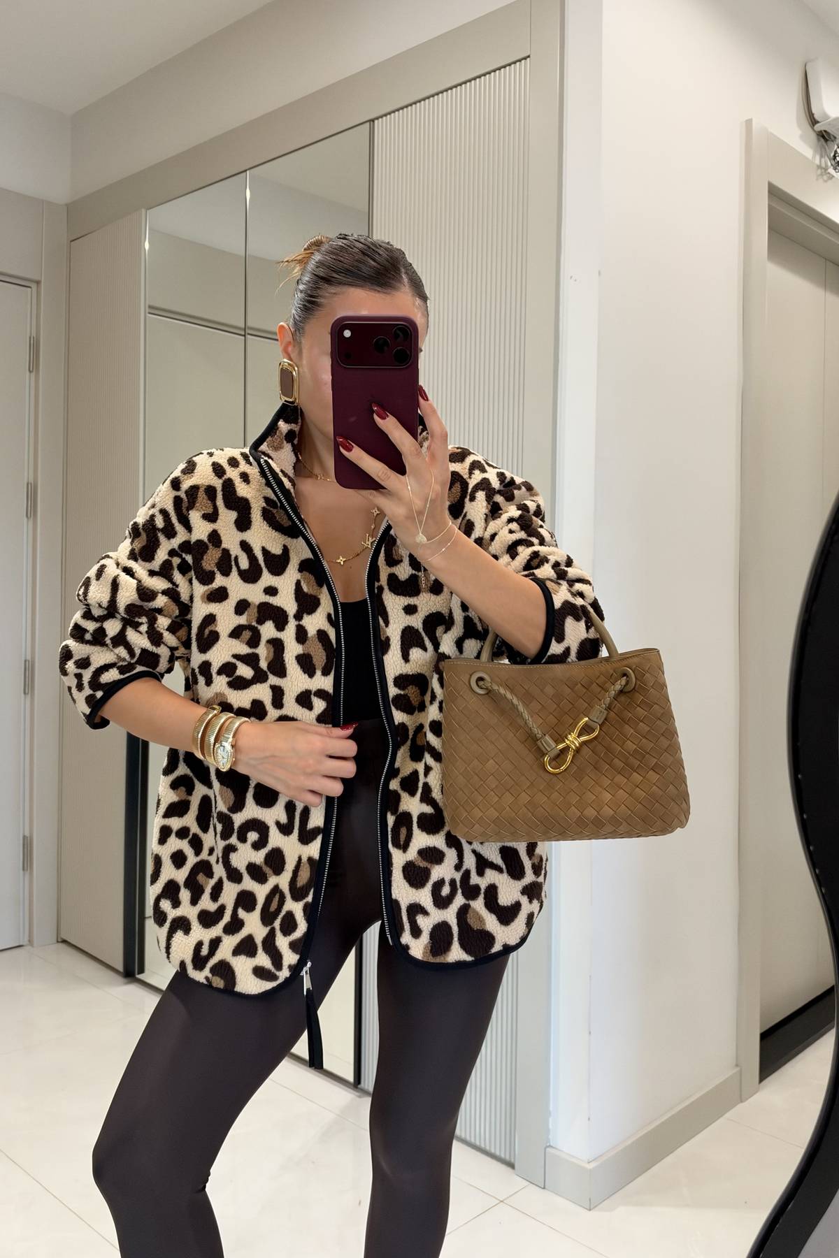Presy Light Leopard Teddy Zip Sweat — photograph 3
