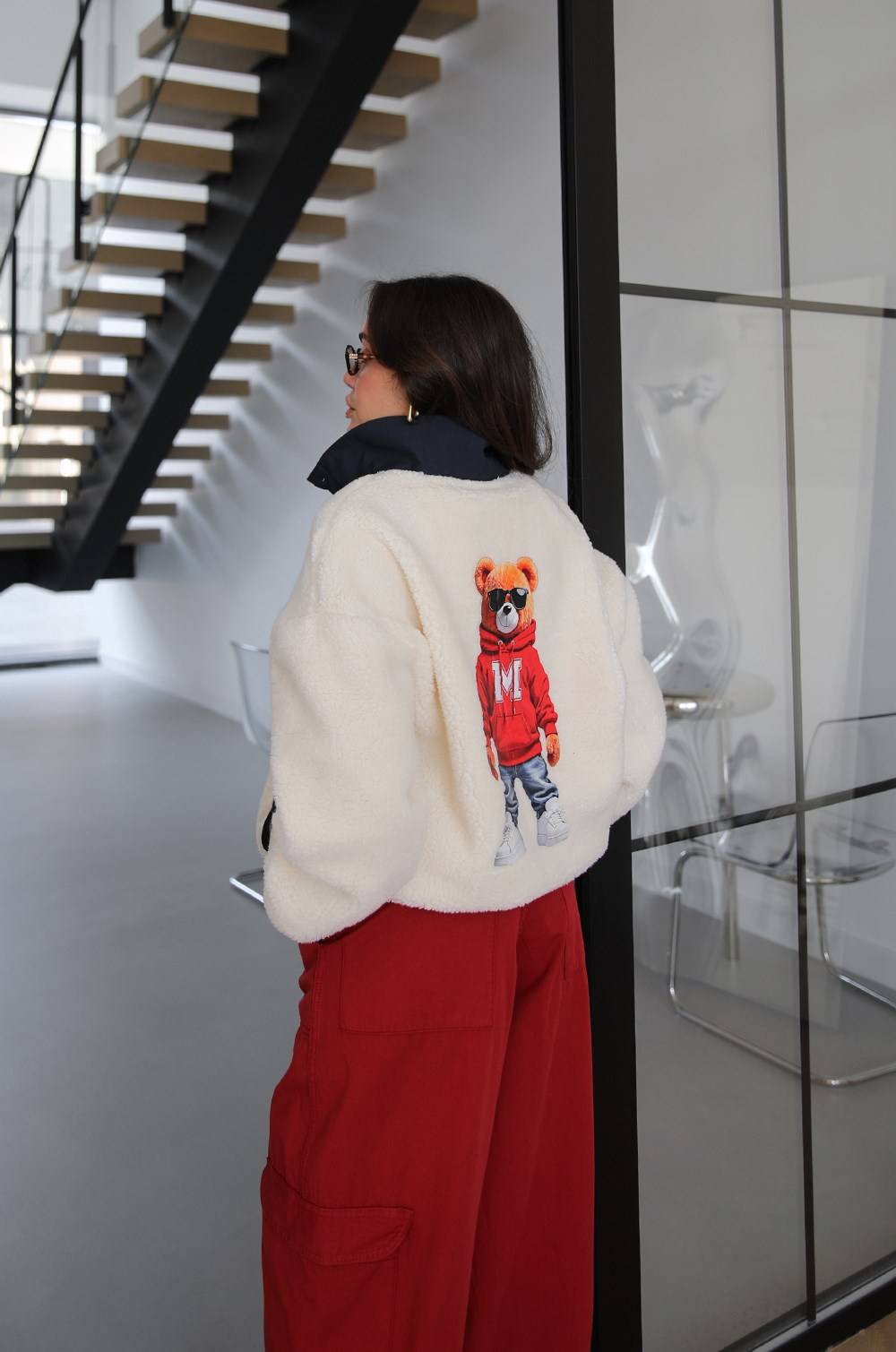 Ecru Printed Polar Sweat — photograph 3