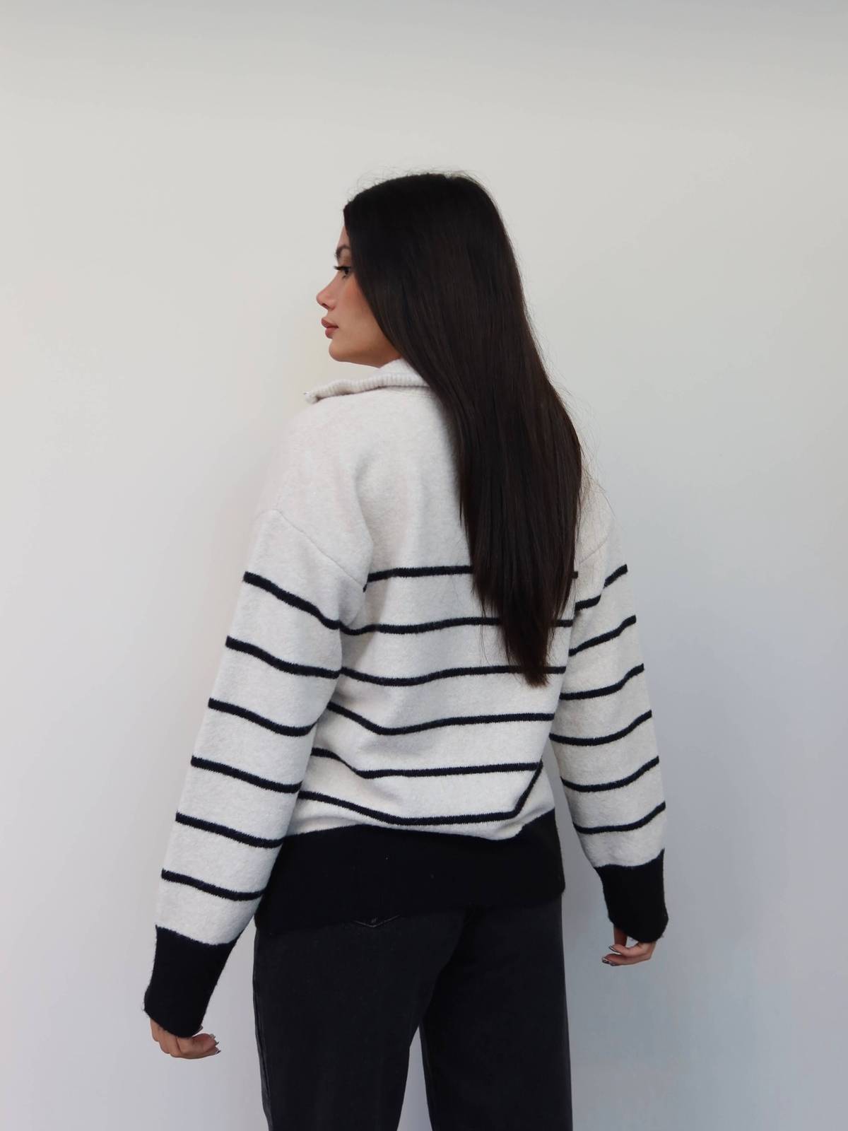 Half Zip Striped Knit Jumper — photograph 4