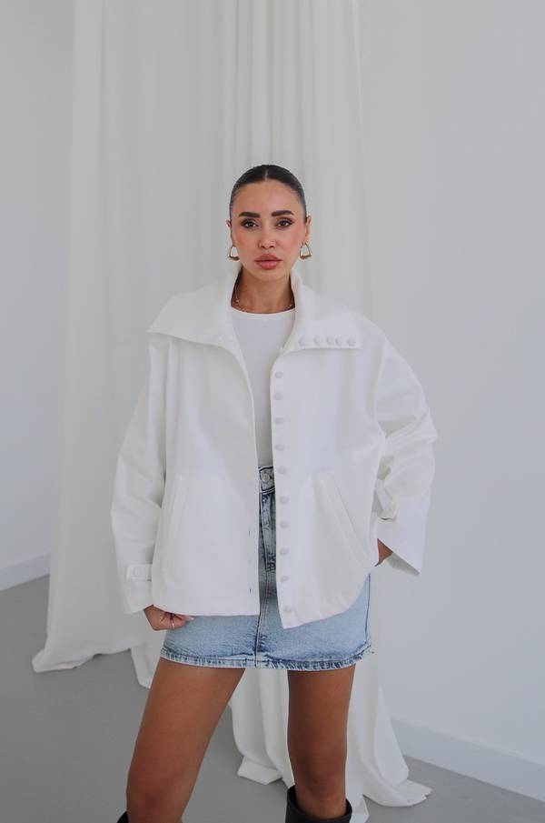 Covered Button High Neck Jacket