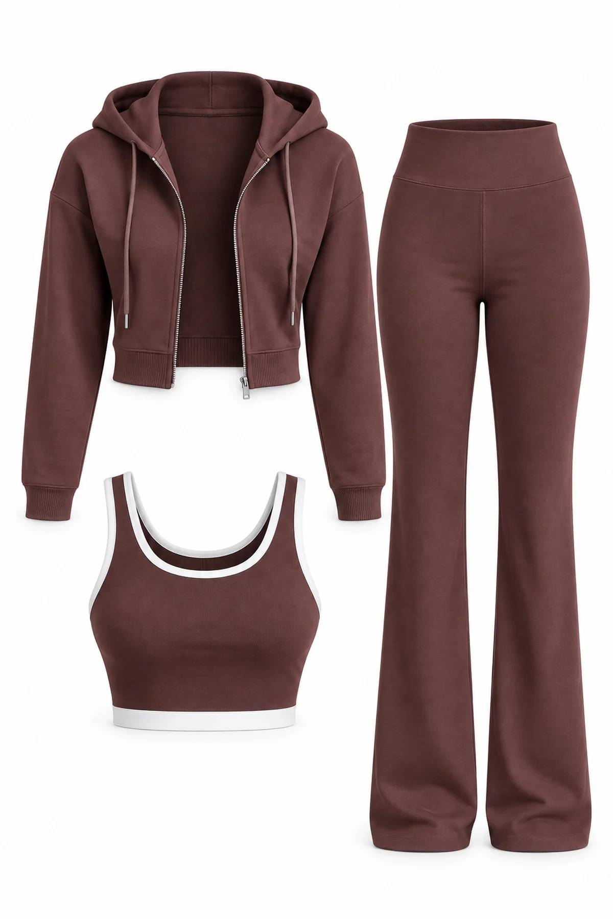 Cropped Atletli Bell Casual Brown Set
