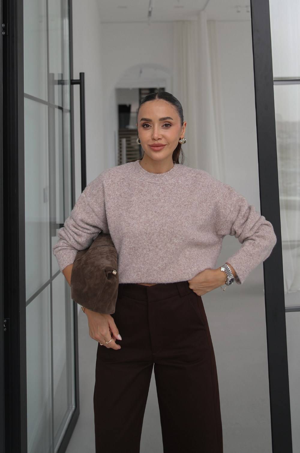 Beige Nara Crew Neck Soft Jumper — photograph 2