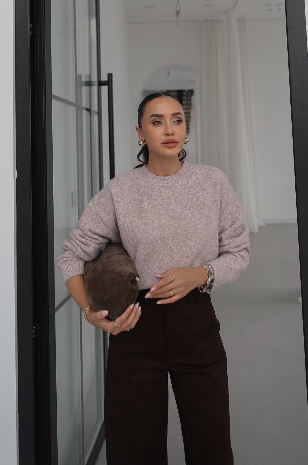 Beige Nara Crew Neck Soft Jumper — photograph 4