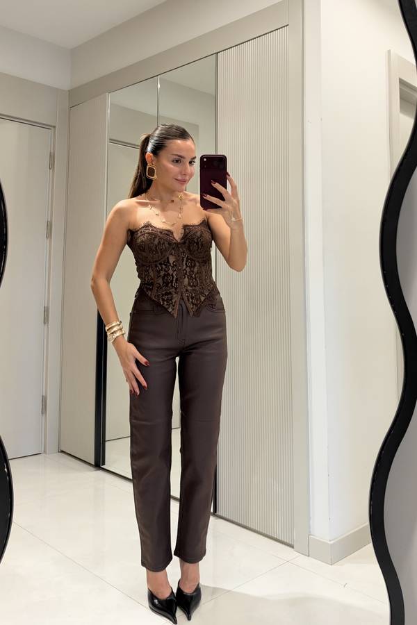 Laser Straight Leg Waxed Trousers
