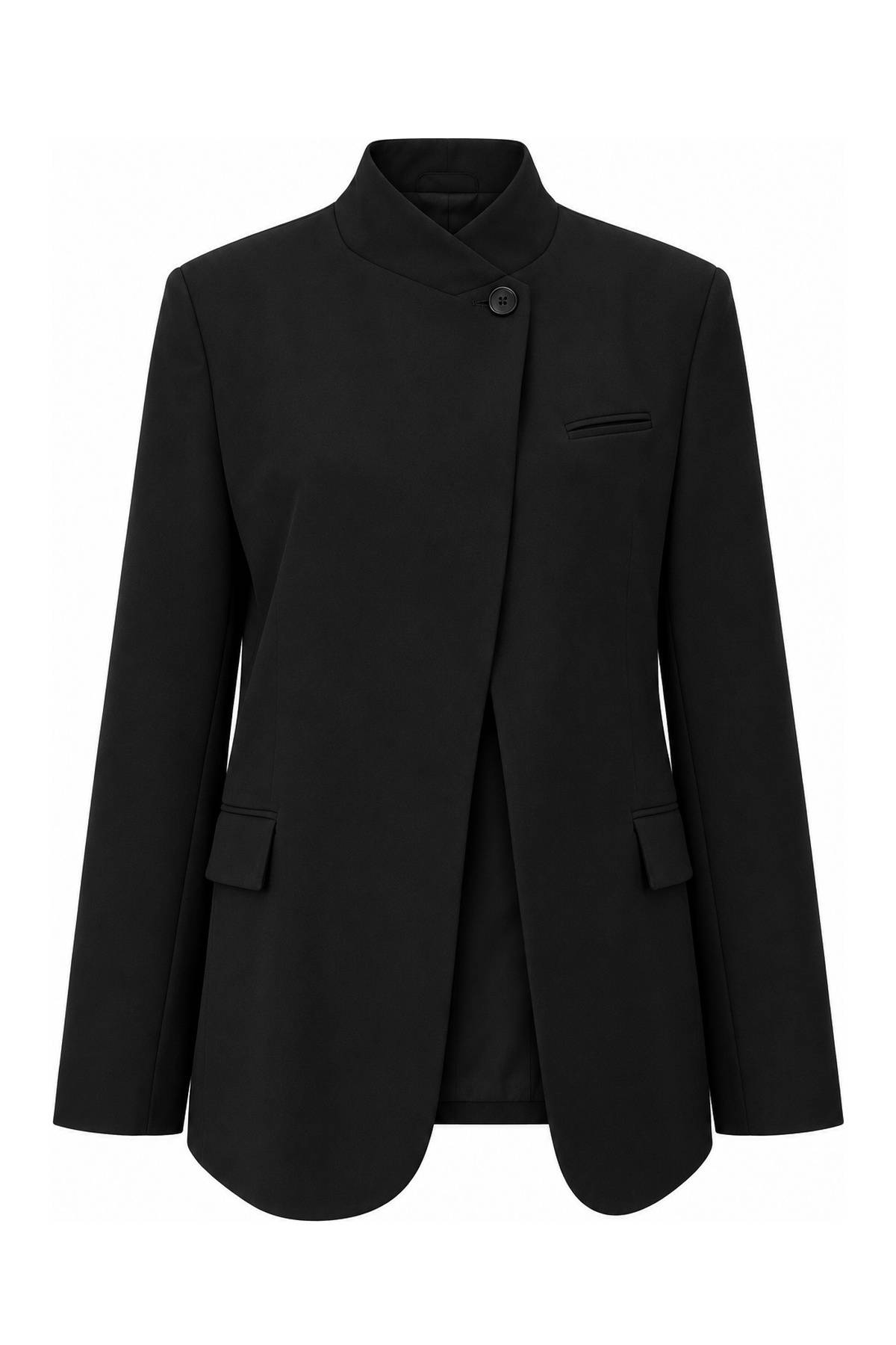 Single Button Asymmetric Cut Jacket — photograph 3