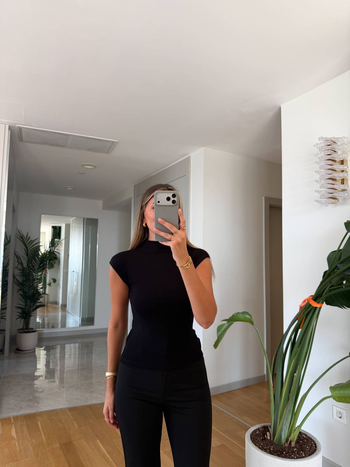 Stand Collar Ribbed Blouse — photograph 2