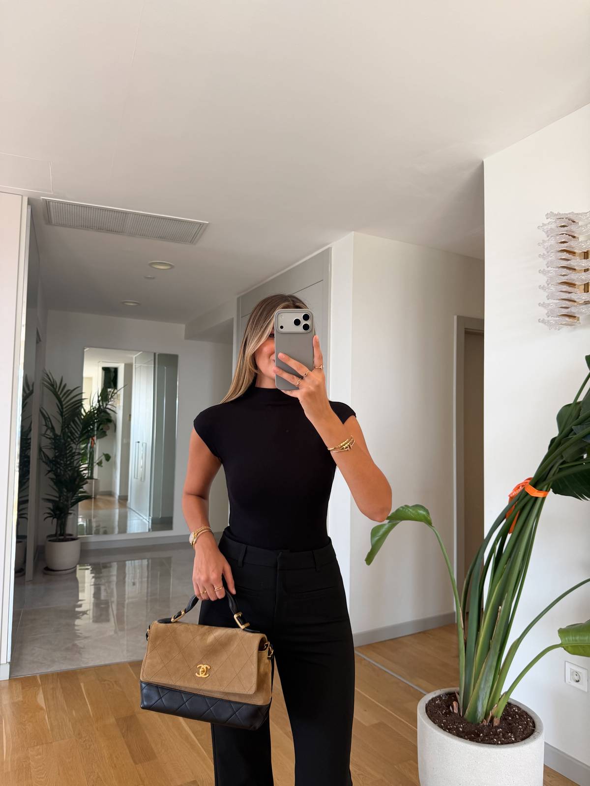 Stand Collar Ribbed Blouse — photograph 1