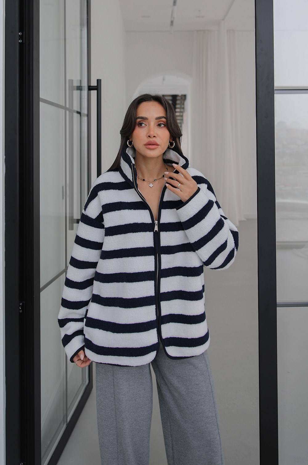 Piped Stripe Fleece Jacket — photograph 2