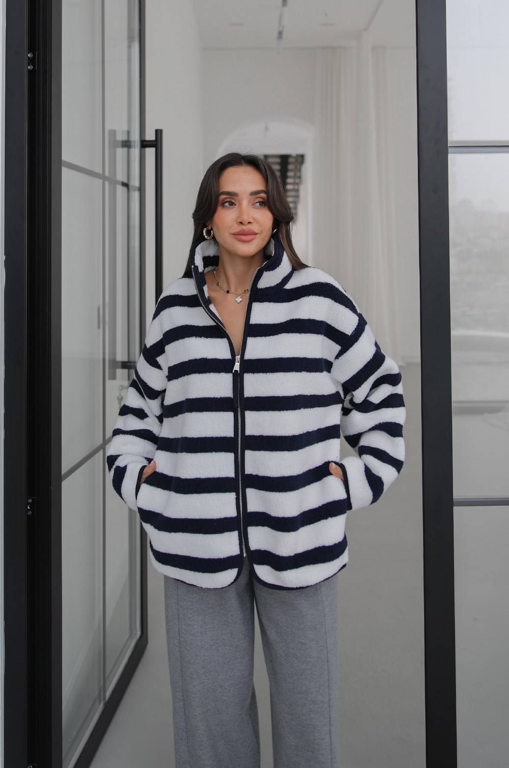 Piped Stripe Fleece Jacket — photograph 3