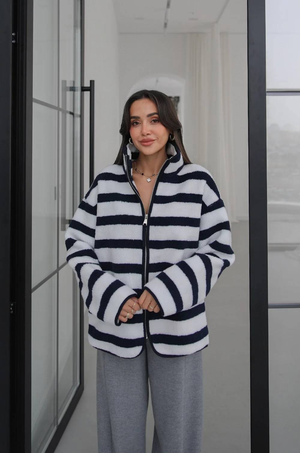 Piped Stripe Fleece Jacket — photograph 1