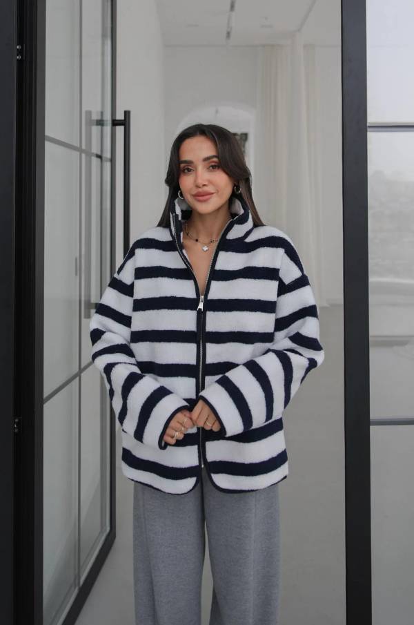 Piped Stripe Fleece Jacket