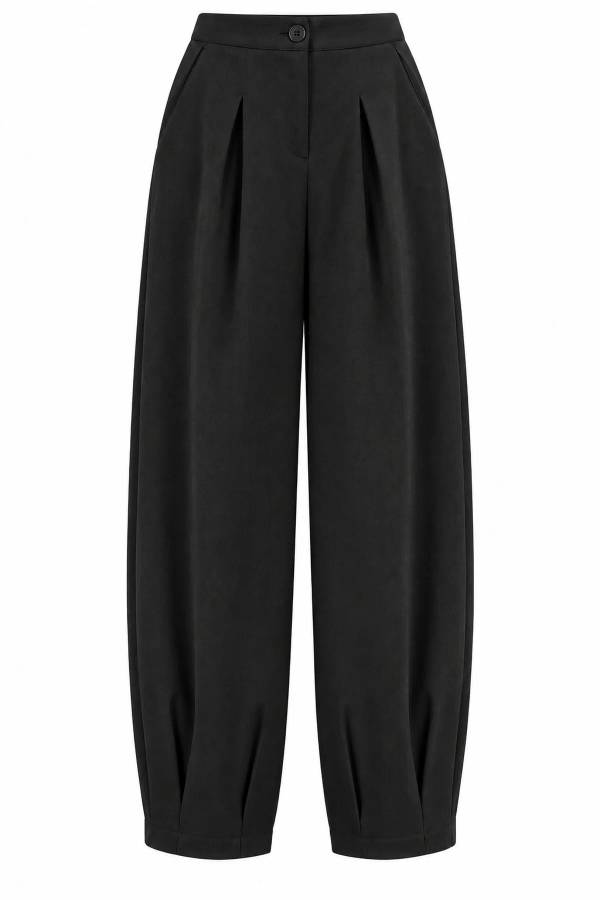 Mia Pleat Detail Black Trousers