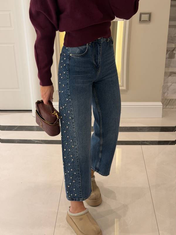 Side Stone Detail Denim Jeans
