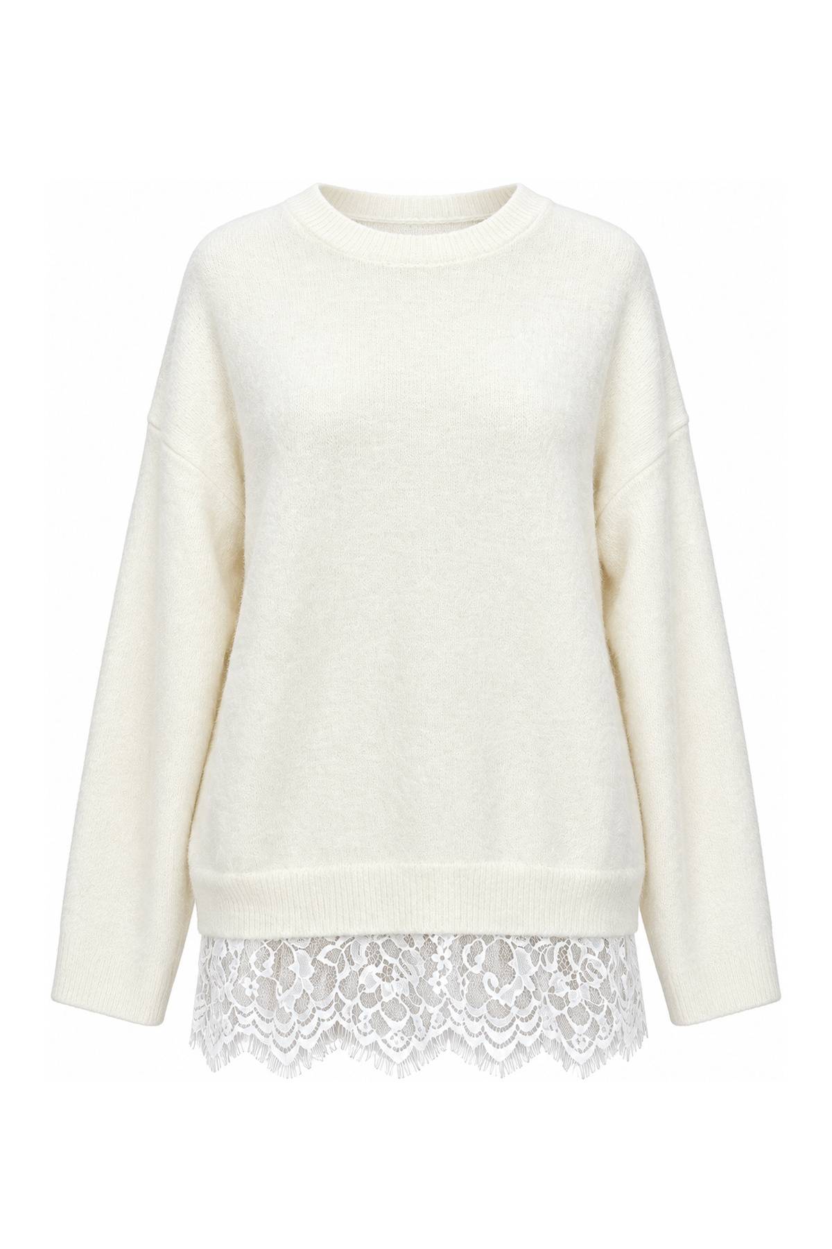 Back Asymmetric Cut And Lace Jumper