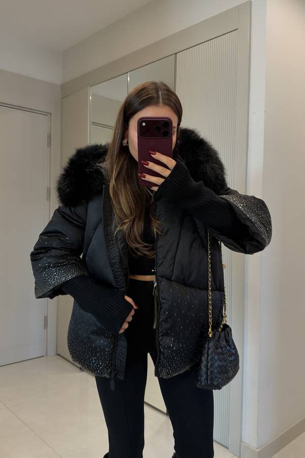 Bonilla Embellished Premium Luxury Puffer Coat