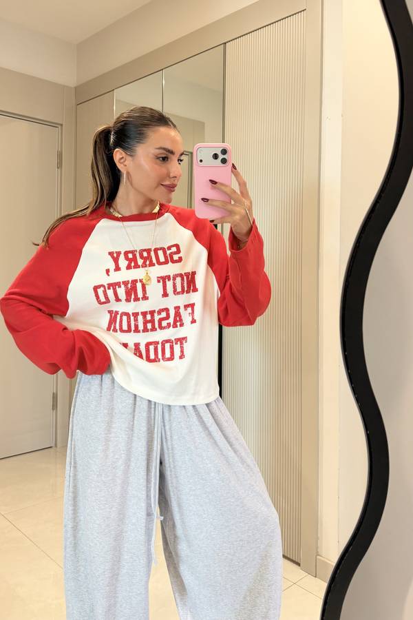 Sorry Slogan Print Long Sleeve T Shirt