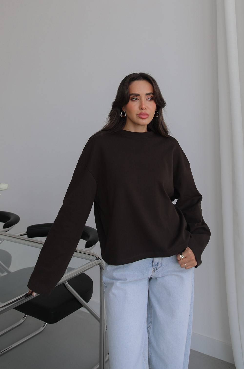 Flared Sleeve Basic Sweatshirt — photograph 3