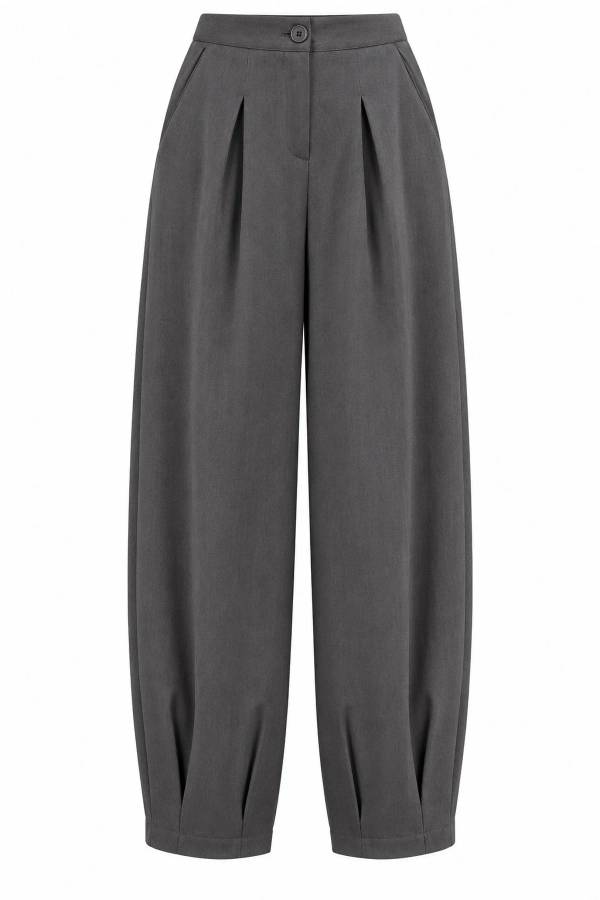 Mia Pleat Detail Charcoal Trousers