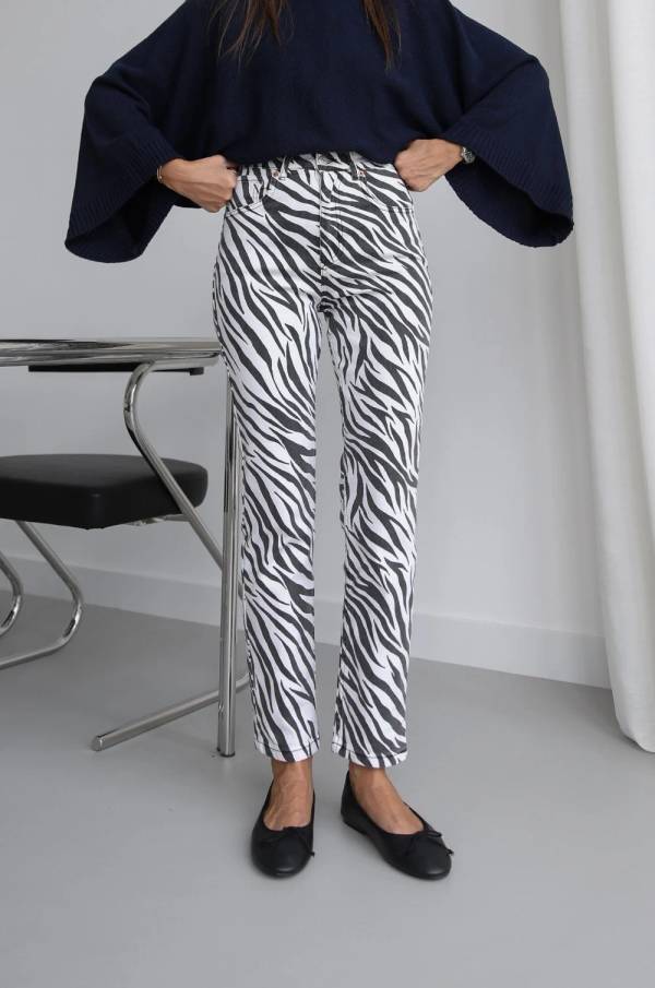 Zebra Print Boyfriend Fit Jeans