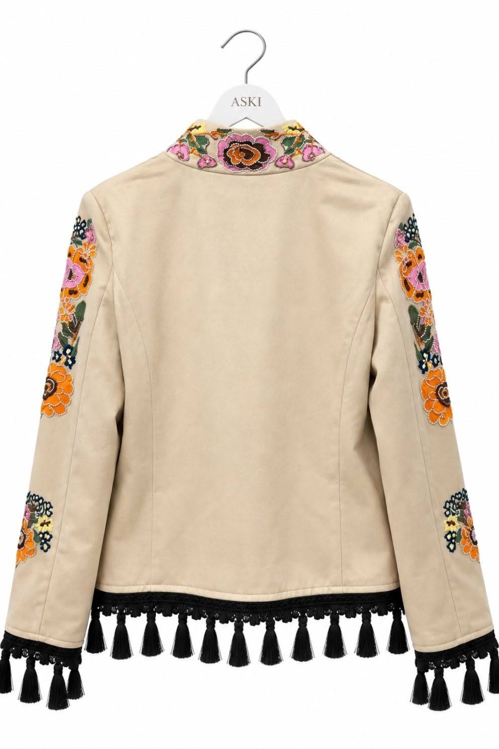 Padded Shoulder Tassel And Embroidered Bead Detail Jacket — photograph 3