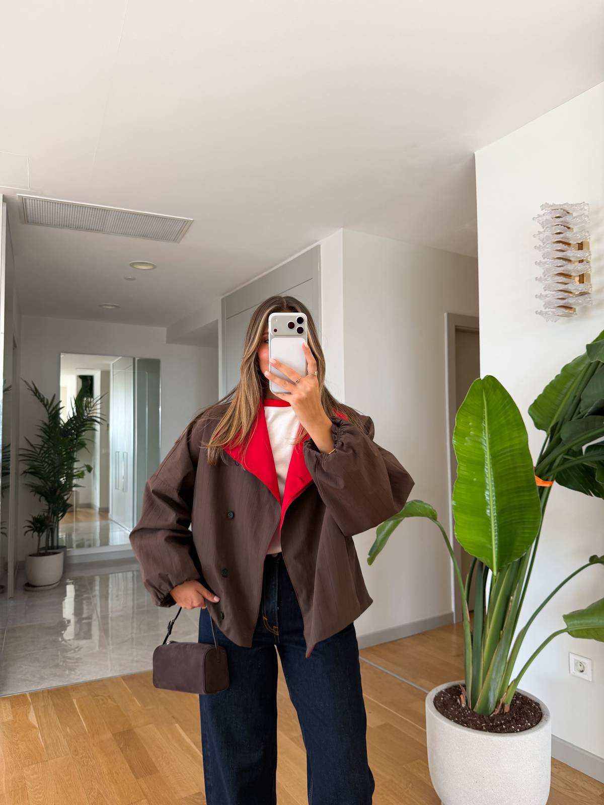 Collar Detail Checked Jacket