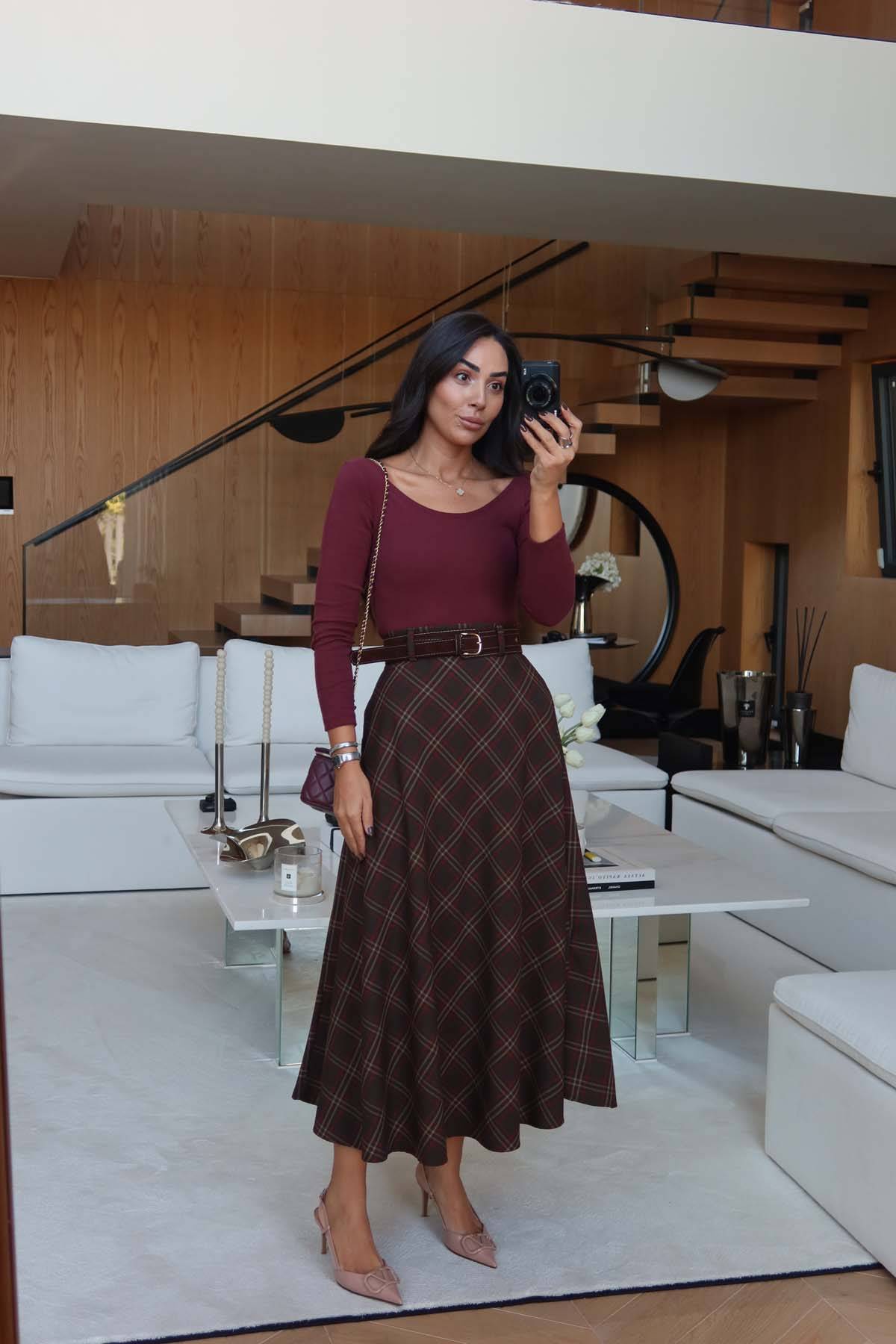 Checked Maxi Skirt