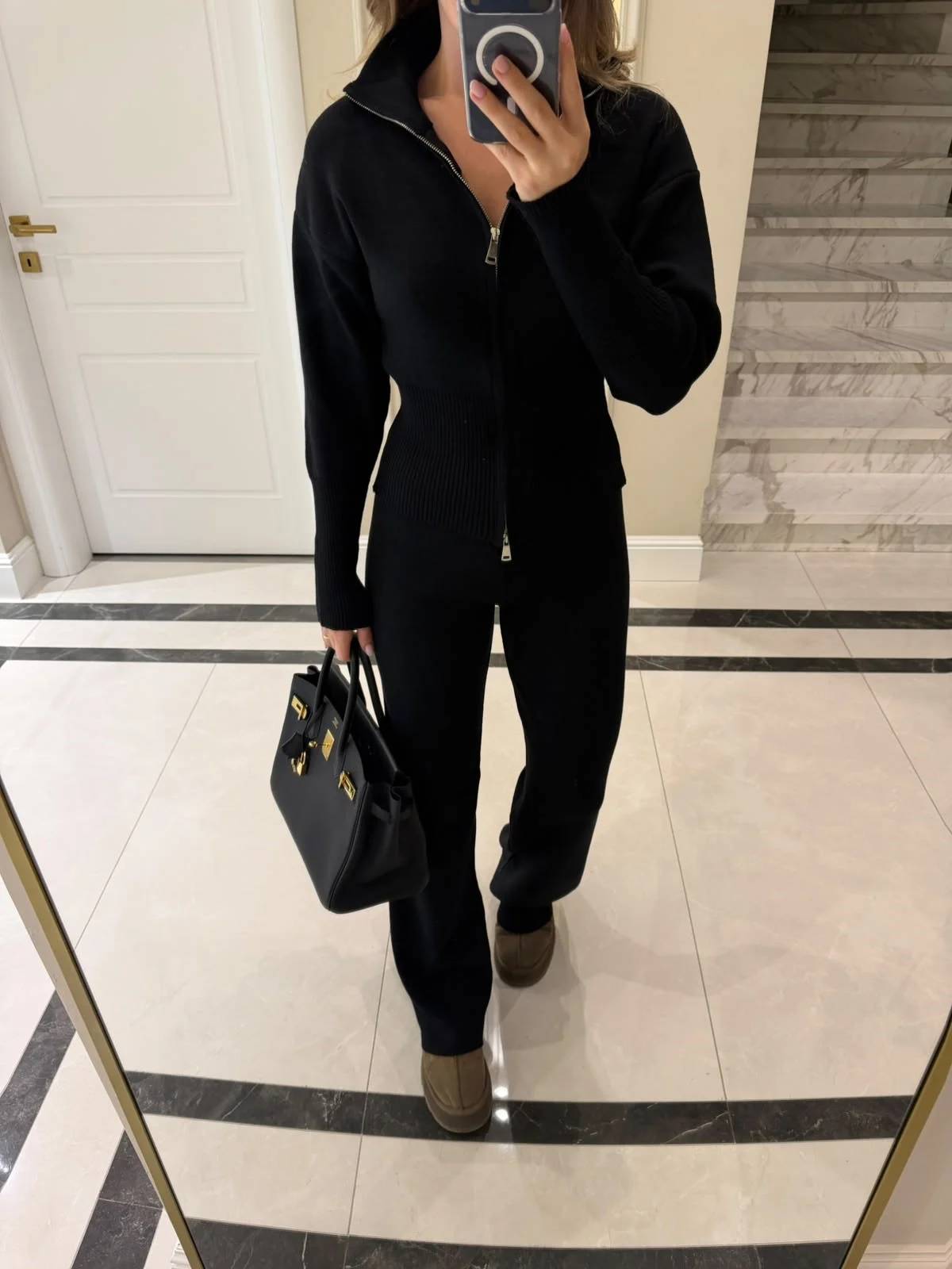 Zip Two Piece Knit Set Order Ships — photograph 2