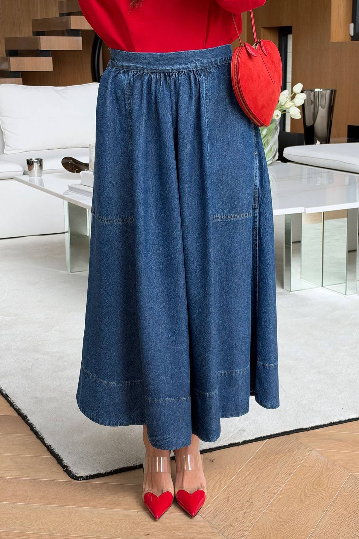 Side Pocket Oversized Denim Skirt — photograph 2