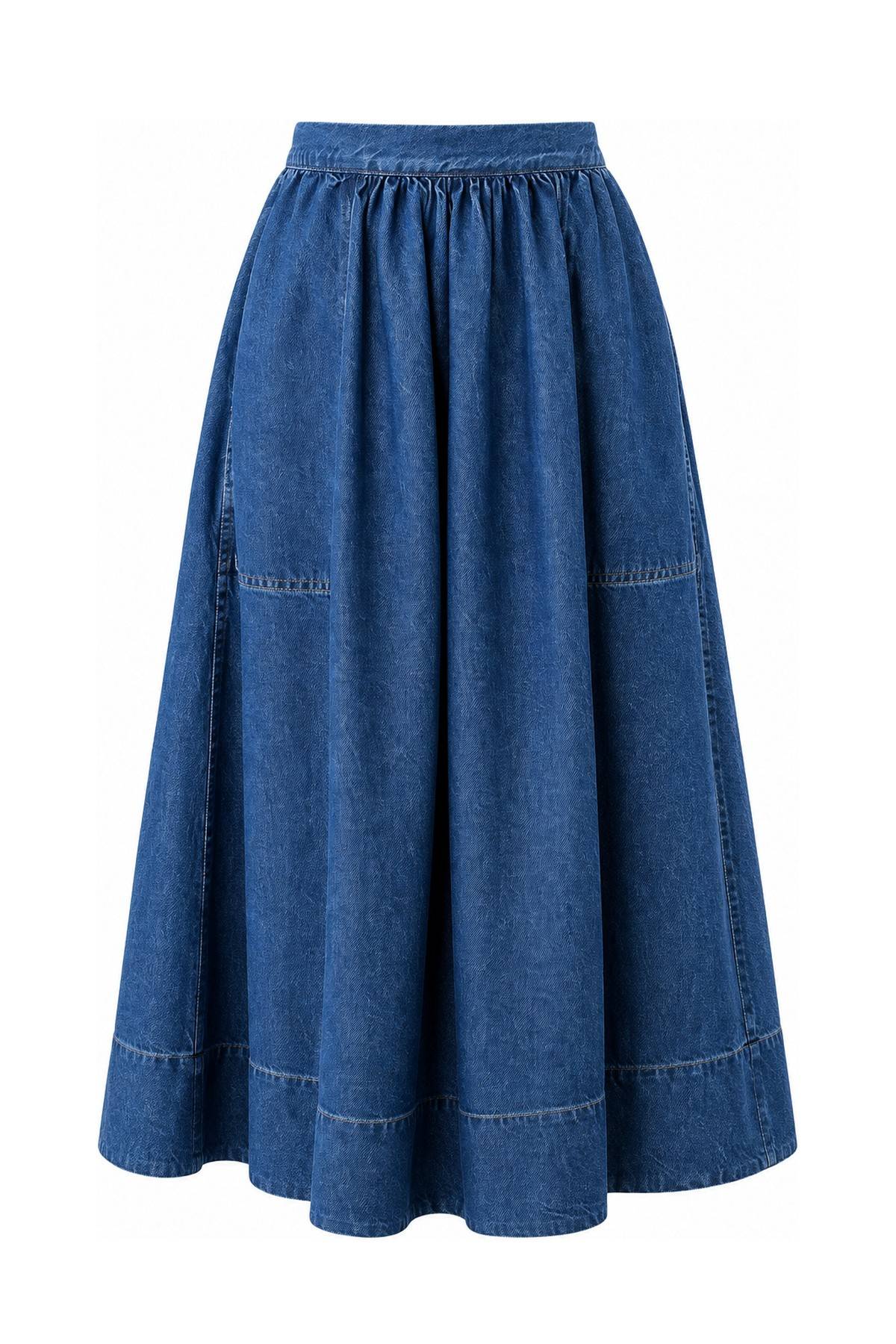 Side Pocket Oversized Denim Skirt — photograph 3