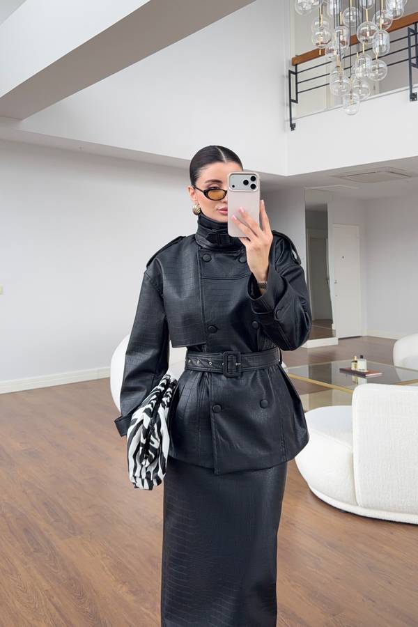 Croc Texture Soft Leather Jacket