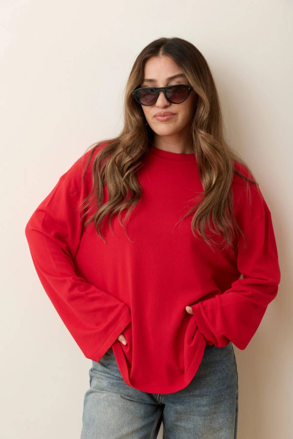 Crew Neck Oversized Flared Sleeve Knit