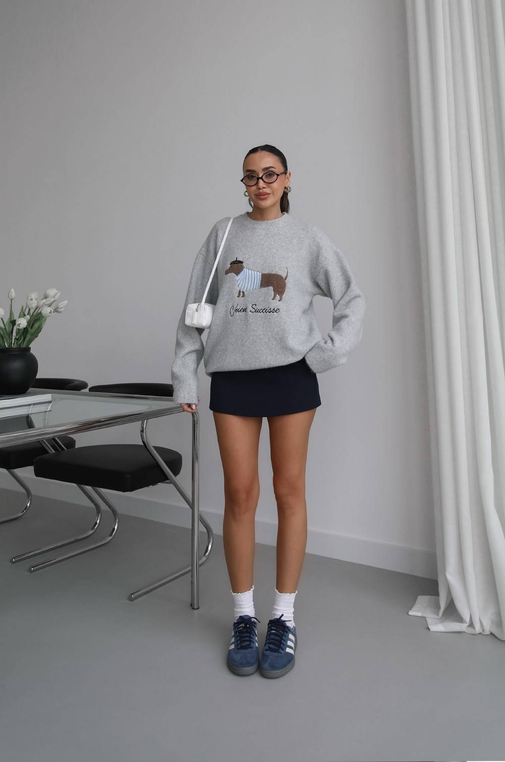 Dog Embroidered Soft Knit Jumper — photograph 3