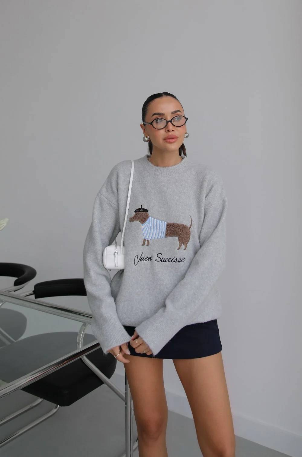 Dog Embroidered Soft Knit Jumper — photograph 4
