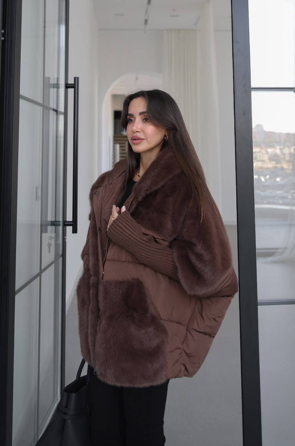 Brown Panel Fur Detail Mont — photograph 4