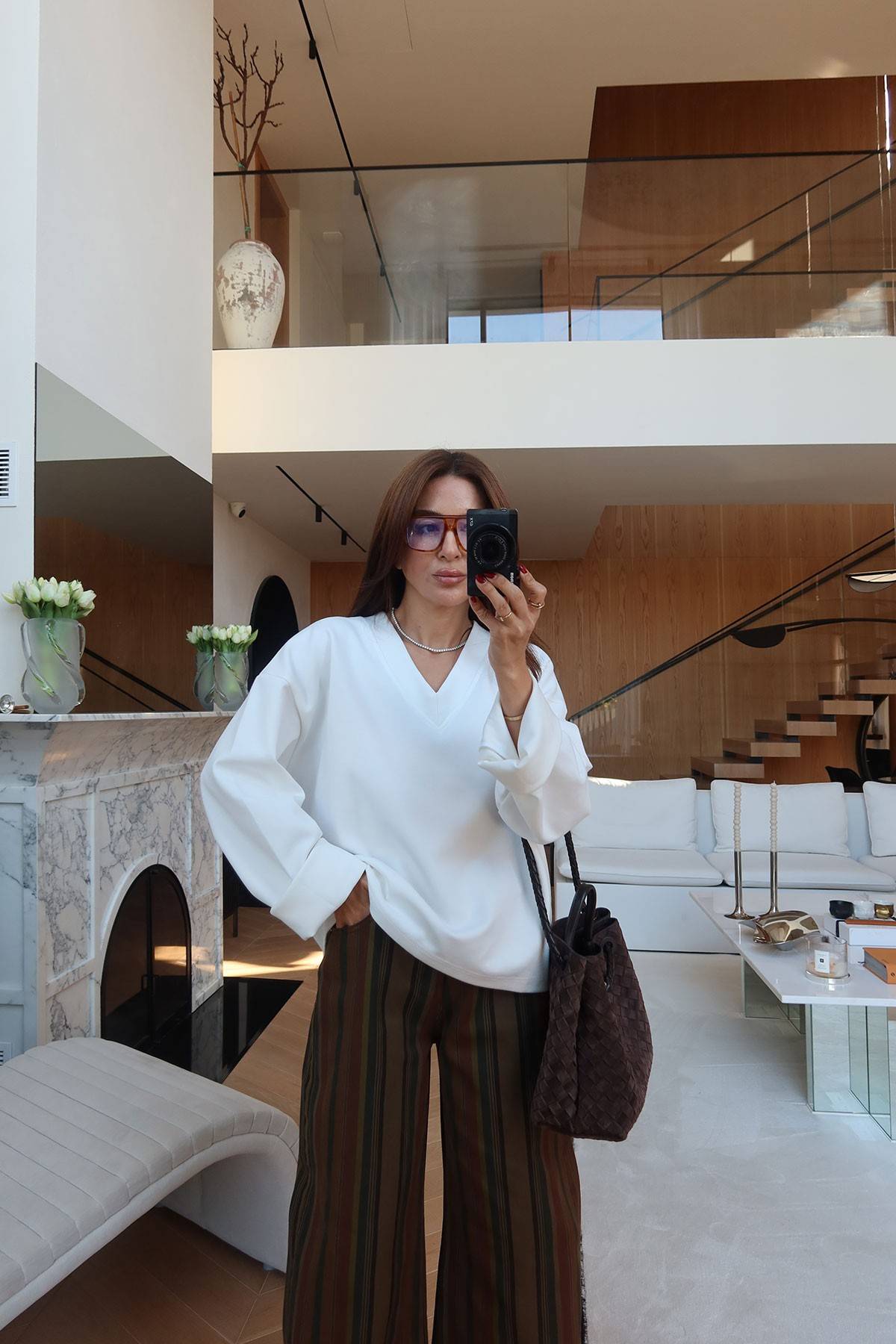 V Neck Textured Sweatshirt